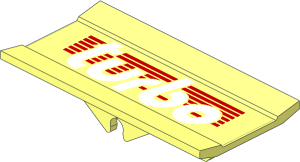 Hinge  6 x  3 Radar with White "turbo" on Red Stripes Sticker
