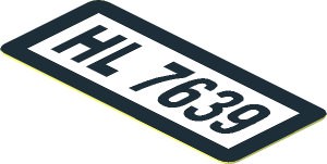 Sticker  0.8 x  1.8 with Black "HL 7639" and Border