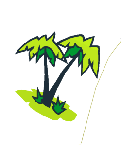 Sticker  2.0 x  2.0 with Palm Trees (Formed)