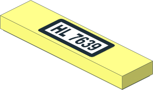 Tile  1 x  4 with Black "HL 7639" and Border Sticker