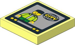 Tile  2 x  2 with TV Screen with Man and "CITY" Sticker