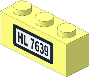 Brick  1 x  3 with Black "HL 7639" and Border Sticker
