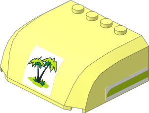 Slope Brick 45  5 x  6 x  2 Double Curved with Palm Trees And Lime Lines on Sides Stickers