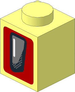 Brick  1 x  1 with Headlamp on Red Background Right Sticker