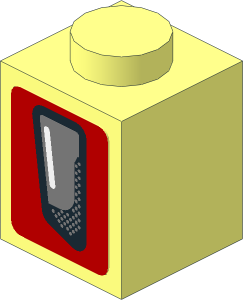 Brick  1 x  1 with Headlamp on Red Background Left Sticker