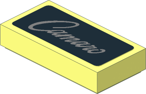 Tile  1 x  2 with Silver "Camaro" on Black Background Sticker