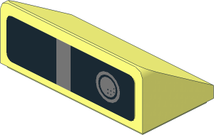 Slope Brick 31  1 x  2 x  0.667 with Fog Light and Silver Stripe on Black Background Right Sticker