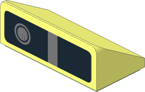 Slope Brick 31  1 x  2 x  0.667 with Fog Light and Silver Stripe on Black Background Left Sticker