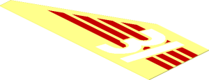 Sticker  1.1 x  2.8 Trapezoidal with White "31" on Red Stripes Left