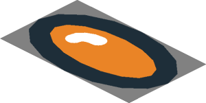 ~Sticker  1.8 x  3.8 with Metallic Silver "Ford" in Grille on Black Background - Orange Circle with Black Ring
