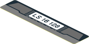 Sticker  0.8 x  3.8 with Black Number Plate "LS 16 128" on White Background