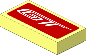 Tile  1 x  2 with White GT Logo on Red Background Sticker