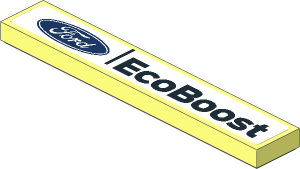 Tile  1 x  6 with Ford Logo and Black "Ecoboost" Text on White Background Sticker