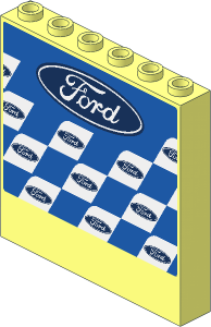 Panel  1 x  6 x  5 with Ford Logos on Blue and White Background Sticker