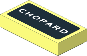 Tile  1 x  2 with White "CHOPARD" on Black Background Sticker