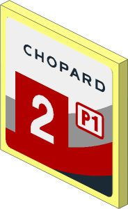 Roadsign Clip-on  2 x  2 Square with C-Clip with Black, Red and Grey Stripes and White "2" in Red Square on White Background Right Sticker