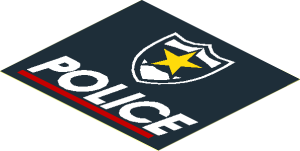 =Sticker  3.5 x  3.9 with Police Red Line and Yellow Star Badge