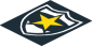Sticker  2.3 x  1.9 with Police Yellow Star Badge on Black Background
