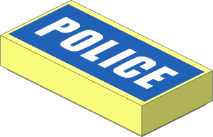 Tile  1 x  2 with White "POLICE" on Blue Background Pattern