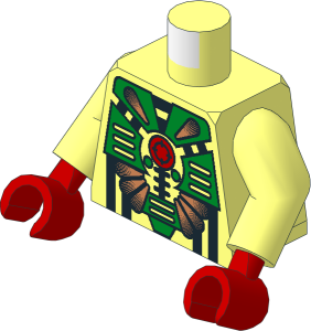 Minifig Torso with Arms and Hands with Stingrays Green Armour and Red Crosshair on Center Pattern