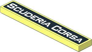 Tile  1 x  6 with White "Scuderia Corsa" on Black Background Sticker