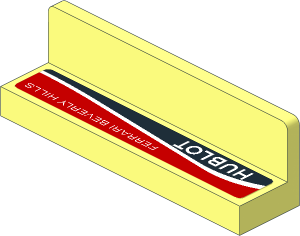 Panel  1 x  4 x  1 with White "Ferrari Beverly Hills" and White Stripe on Black and Red Background Sticker