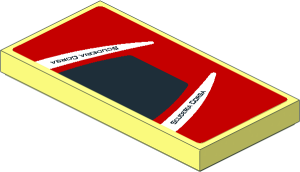 Tile  2 x  4 with Black Trapezoid and Black "Scuderia Corsa" on White Stripes on Red Background Sticker