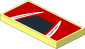 Tile  2 x  4 with Black Trapezoid and Black "Scuderia Corsa" on White Stripes on Red Background Sticker