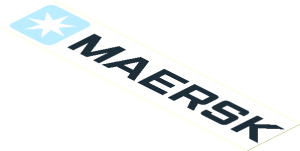 Sticker  2.1 x  9.9 with Maersk Logo and Text