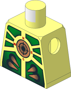Minifig Torso with Stingrays Green Armour and Compass Pattern