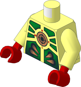 Minifig Torso with Arms and Hands with Stingrays Green Armour and Compass Pattern