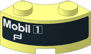 Brick  2 x  2 Corner Round with White Mobil 1 Logo on Black Background Right Sticker
