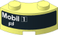 Brick  2 x  2 Corner Round with White Mobil 1 Logo on Black Background Right Sticker