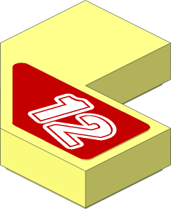 Tile  2 x  2 Corner without Corner with White "12" on Red Background Left Sticker