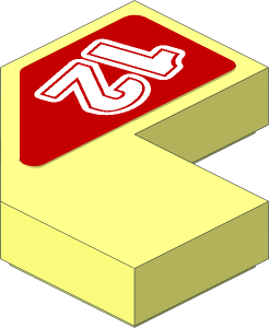 Tile  2 x  2 Corner without Corner with White "12" on Red Background Right Sticker
