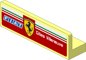 Panel  1 x  4 x  1 with Rounded Corners, Thick Wall with Logos on Red Background Left Sticker