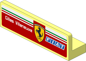 Panel  1 x  4 x  1 with Rounded Corners, Thick Wall with Logos on Red Background Right Sticker