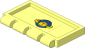 Hinge Tile  2 x  4 with Ribs with Blue Globe, Yellow Box and Curved Arrows Sticker on Bottom