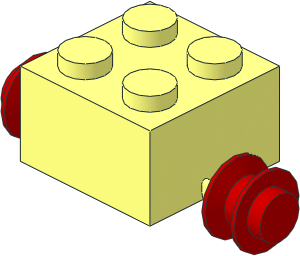 Brick  2 x  2 with Red Wheels (Complete)