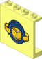 Panel  1 x  4 x  3 with Hollow Studs with Blue Globe, Yellow Box and Curved Arrows Sticker