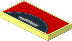 Tile  2 x  4 with Black Arc on Red Background Sticker