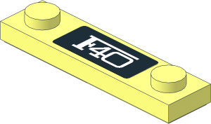 Plate  1 x  4 with Two Studs and Groove with White F40 Logo on Black Background Sticker
