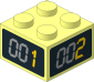Brick  2 x  2 with Yellow Digital "1" "2" "3" "4" on Black Background Sticker