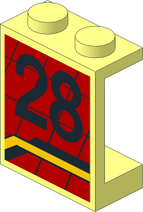 Panel  1 x  2 x  2 with Black 28 on Checkered Red Background Race Logo Left Sticker