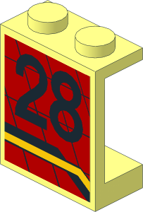 Panel  1 x  2 x  2 with Black 28 on Checkered Red Background Race Logo Left Sticker