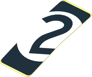 Sticker  1.8 x  0.8 with Black Number 2 in White Disc on Black Background (Formed)