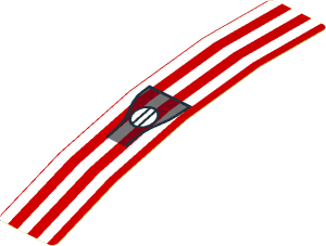 Sticker  0.8 x  4.0 with White Stripes and Black Air Vent and Fuel Tank Cap on Red Background (Formed) (Needs work)