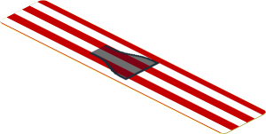 Sticker  0.8 x  4 with White Stripes and Black Air Vent on Red Background (Needs Work)