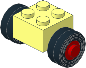 Brick  2 x  2 with Red Double Wheels (Complete) with Tyres  3/100 x  8 Double Smooth