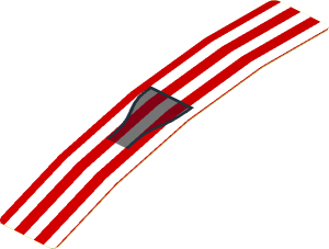 Sticker  0.8 x  4.0 with White Stripes and Black Air Vent on Red Background (Formed) (Needs work)